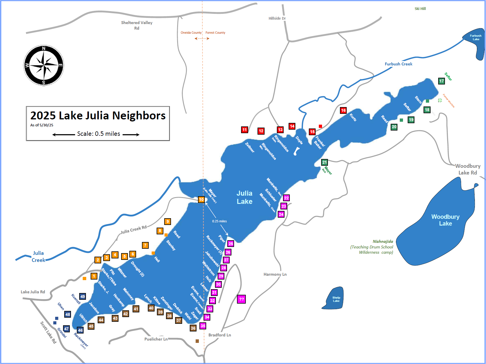 2025 Lake Julia Neighbors house map